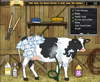 لعبة تنظيف البقرة المتسخة في المزرعة‬